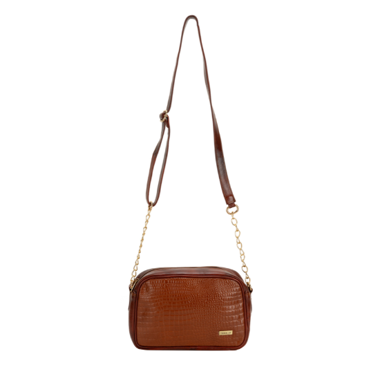 Women’s Brown Textured Leather Sling & Crossbody Bag