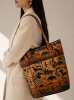 Hand-Embossed Shantiniketan Leather Bag – Jungle Design