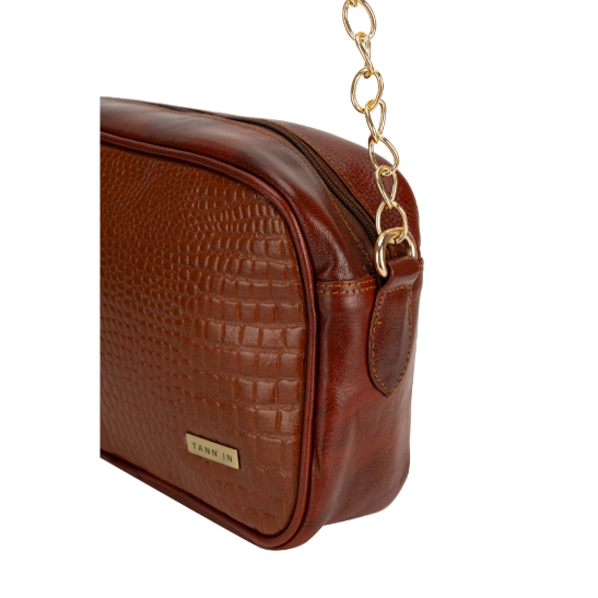 Women’s Brown Textured Leather Sling & Crossbody Bag