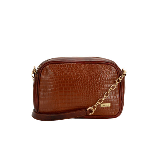 Women’s Brown Textured Leather Sling & Crossbody Bag