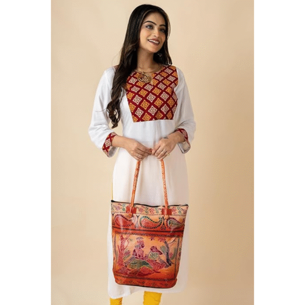 Shantiniketan Leather Shoulder Bag for Women – Multicolor