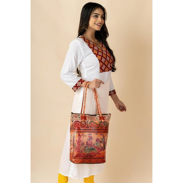 Shantiniketan Leather Shoulder Bag for Women – Multicolor