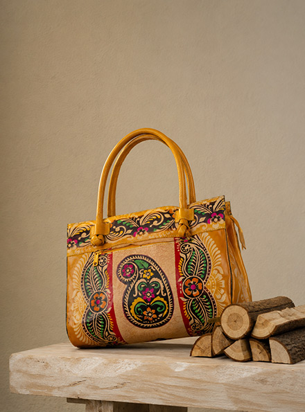 Shantiniketan batik leather shoulder bag colour option by TANN IN
