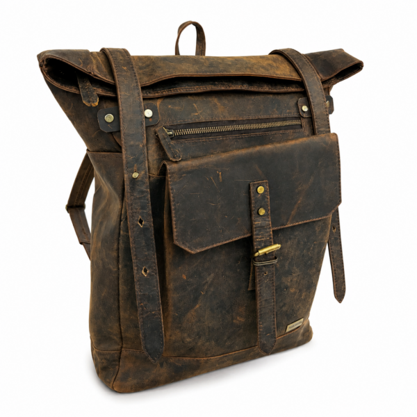 TANN IN Handcrafted Genuine Leather Hunter Roll-Top Backpack