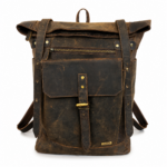 TANN IN Handcrafted Genuine Leather Hunter Roll-Top Backpack