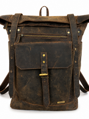 TANN IN Handcrafted Genuine Leather Hunter Roll-Top Backpack