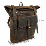 TANN IN Handcrafted Genuine Leather Hunter Roll-Top Backpack