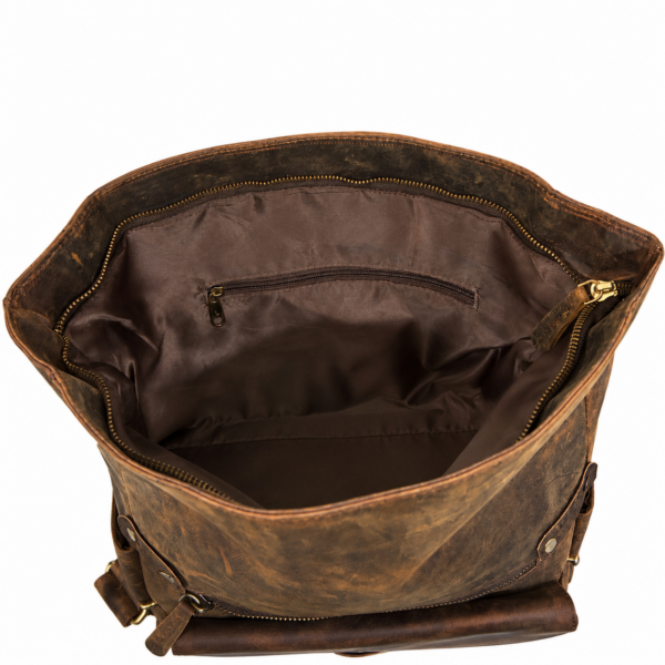 TANN IN Handcrafted Genuine Leather Hunter Roll-Top Backpack