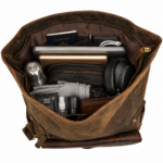 TANN IN Handcrafted Genuine Leather Hunter Roll-Top Backpack