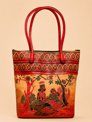 TANN IN Handcrafted Shantiniketan Genuine Leather Radha–Krishna Big Tote Bag