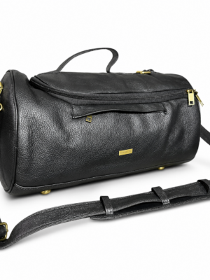 TANN IN leather duffel bag in Black – genuine leather, handcrafted in Kolkata