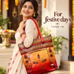 TANN IN Durga Motif Genuine Leather Tote Bag for Women – Orange & Red